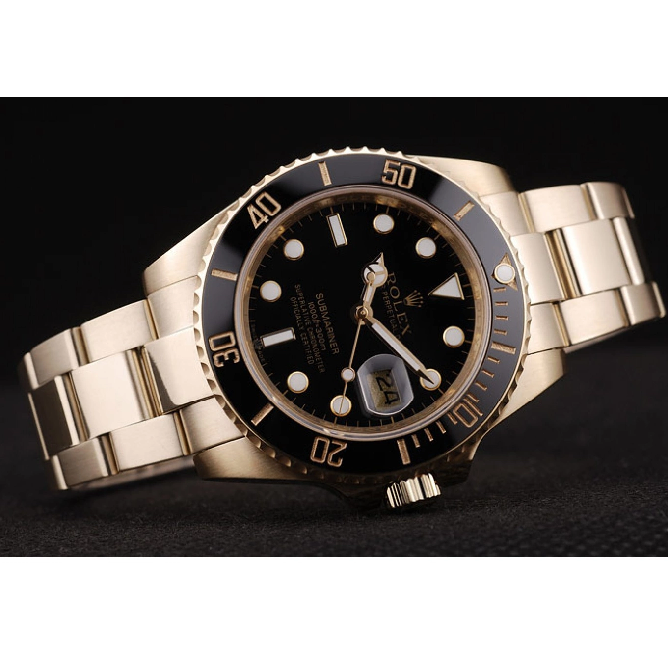 Aaa fake watches 98231 Black Ceramic Bezel Rolex Black Submariner Dial 0516